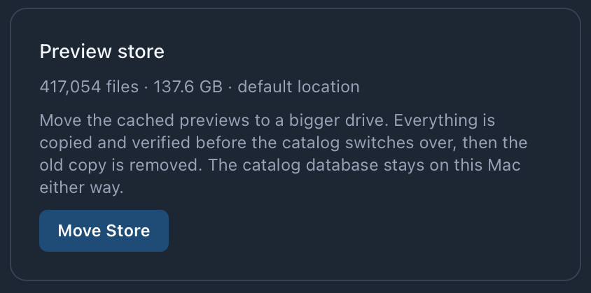 Preview store: file count, size and Move Store