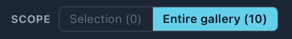Scope: Selection (0) or Entire gallery (10)
