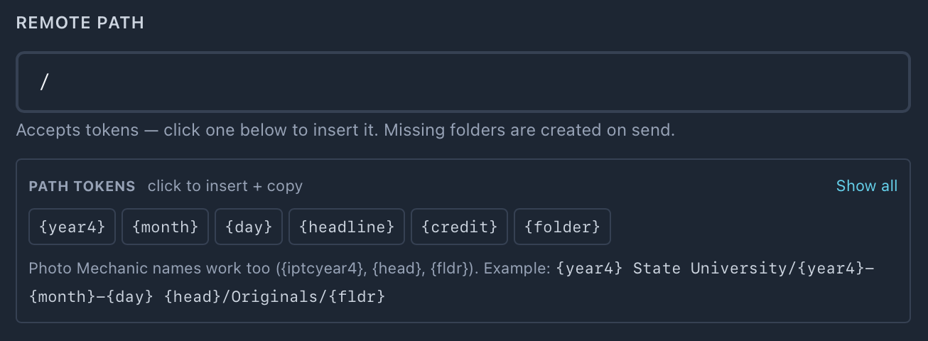 Remote path with the path token chips