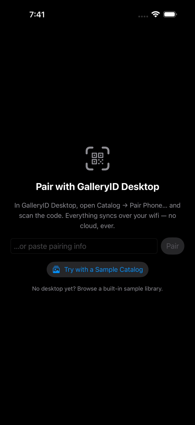 The app’s opening screen