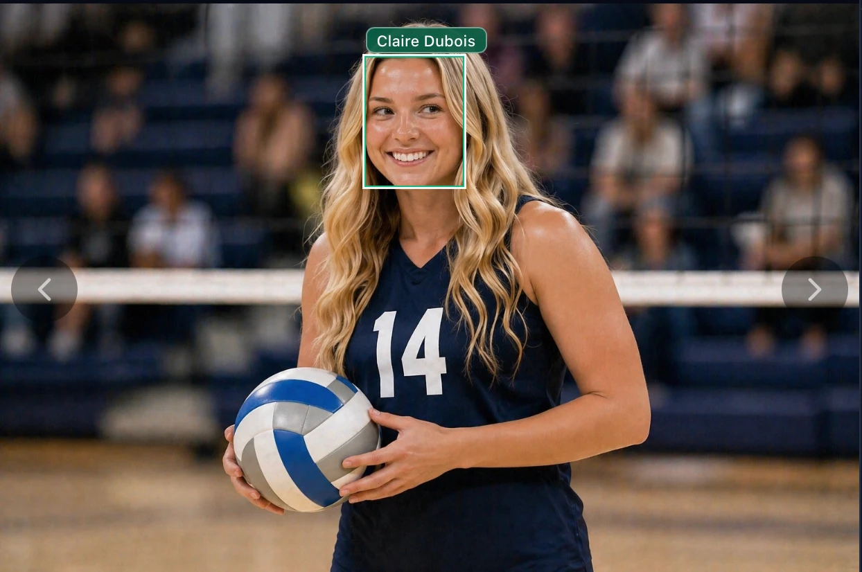A green frame labelled Claire Dubois
