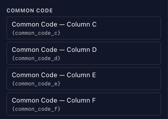 Common code tokens