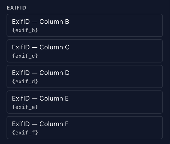 ExifID tokens