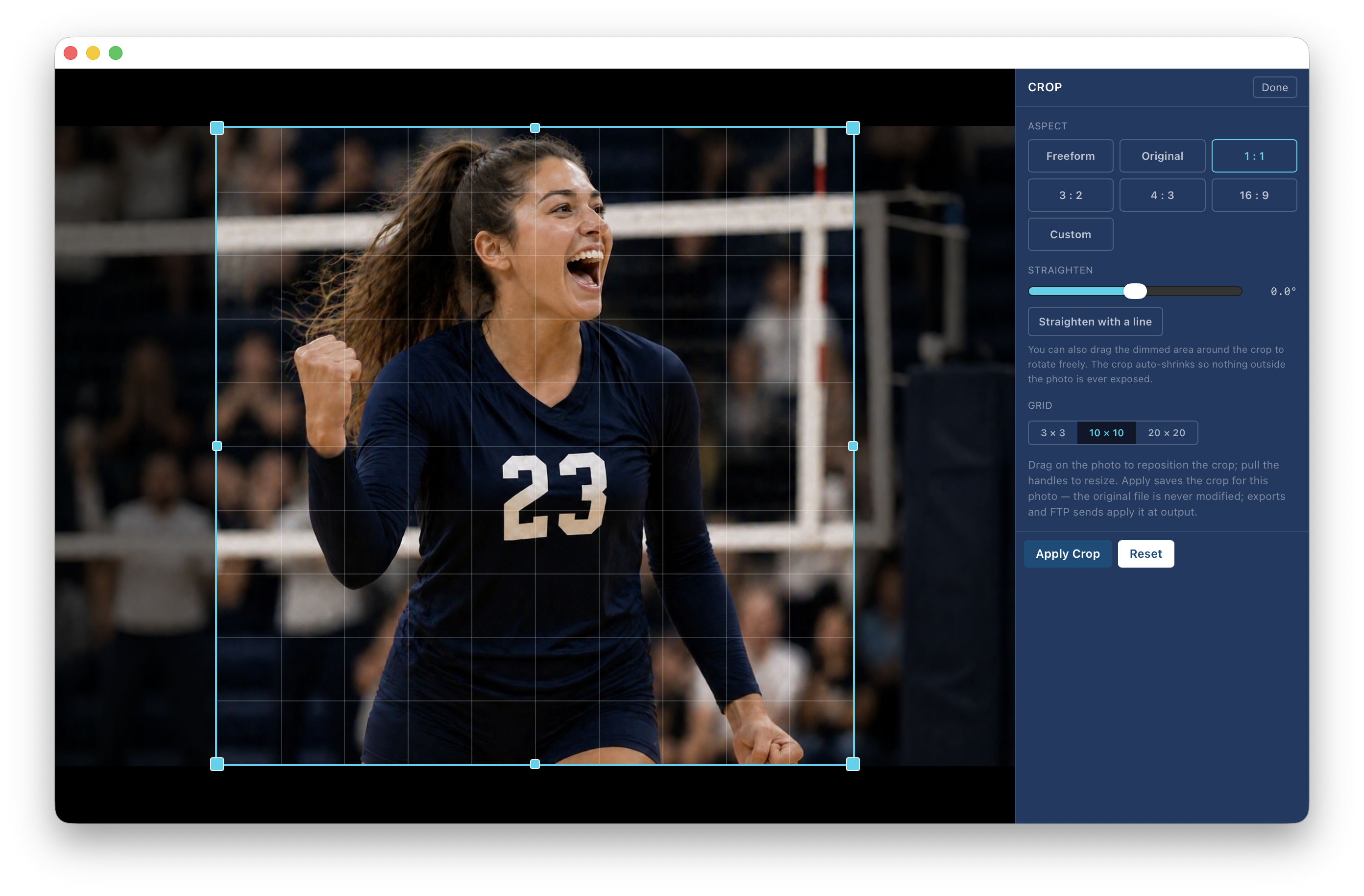 Crop with an aspect ratio and drag handles