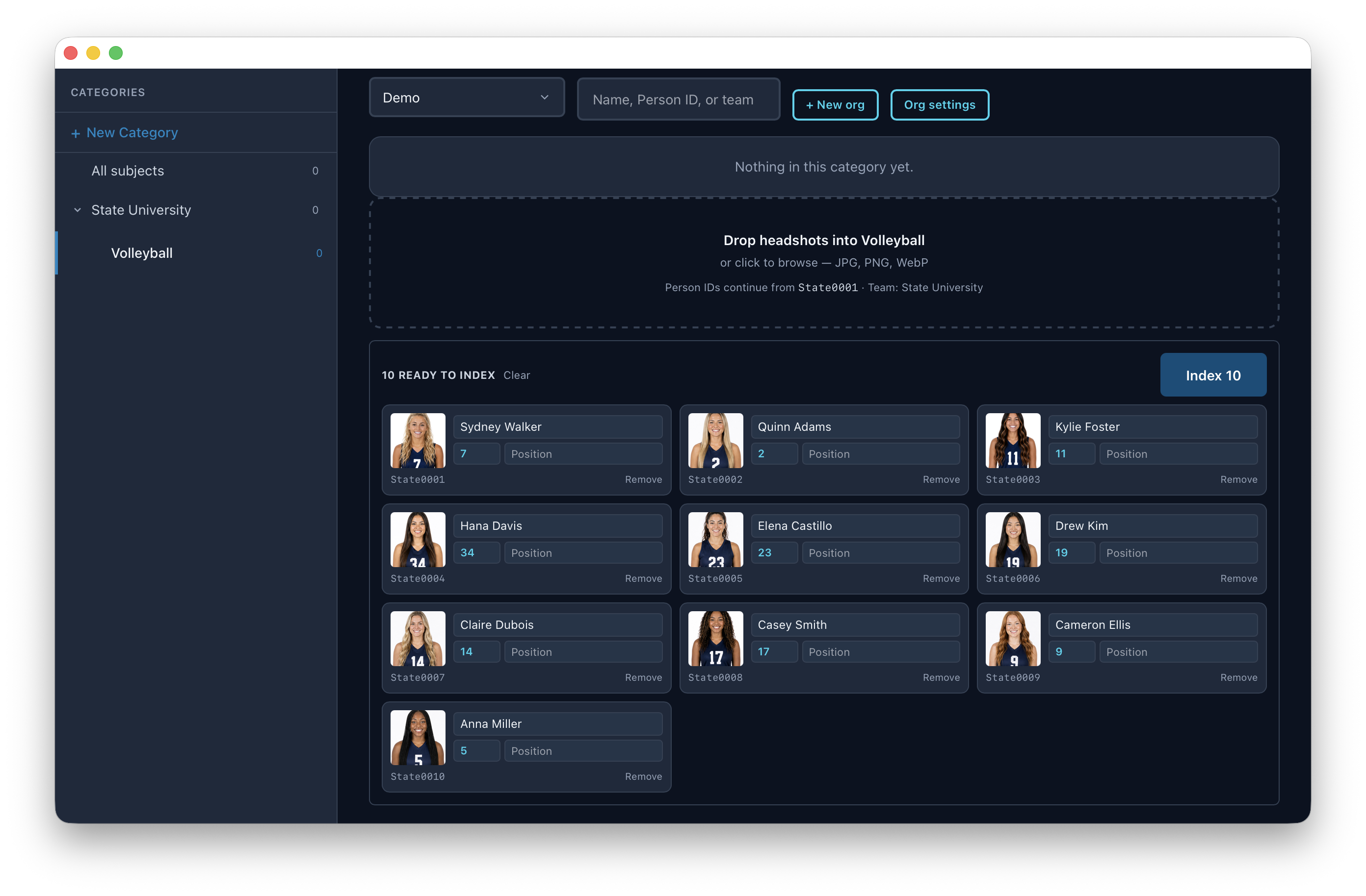 Reviewing headshots before indexing