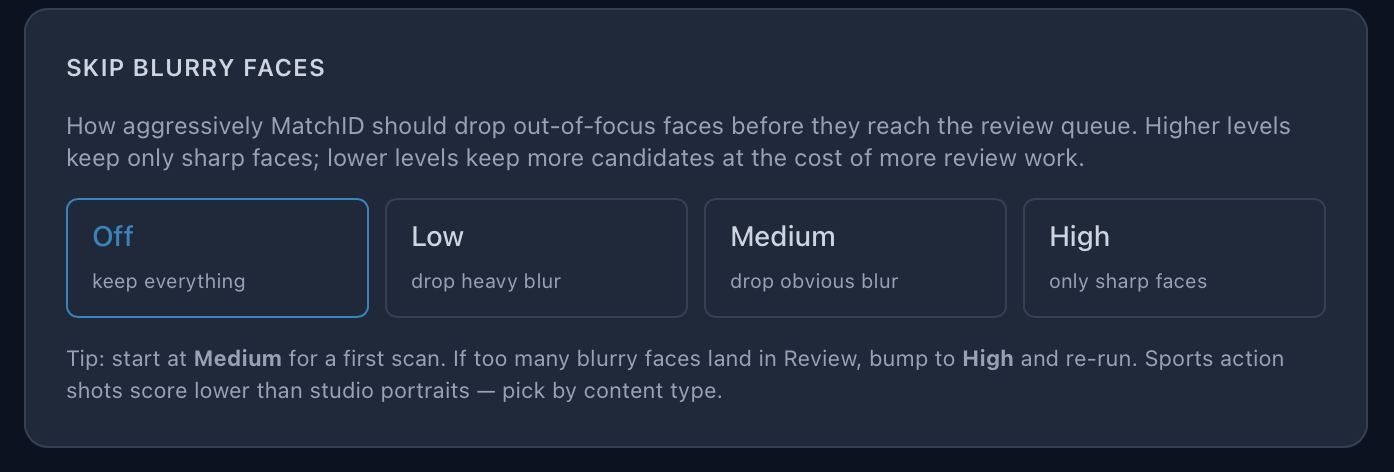 Blurry face settings