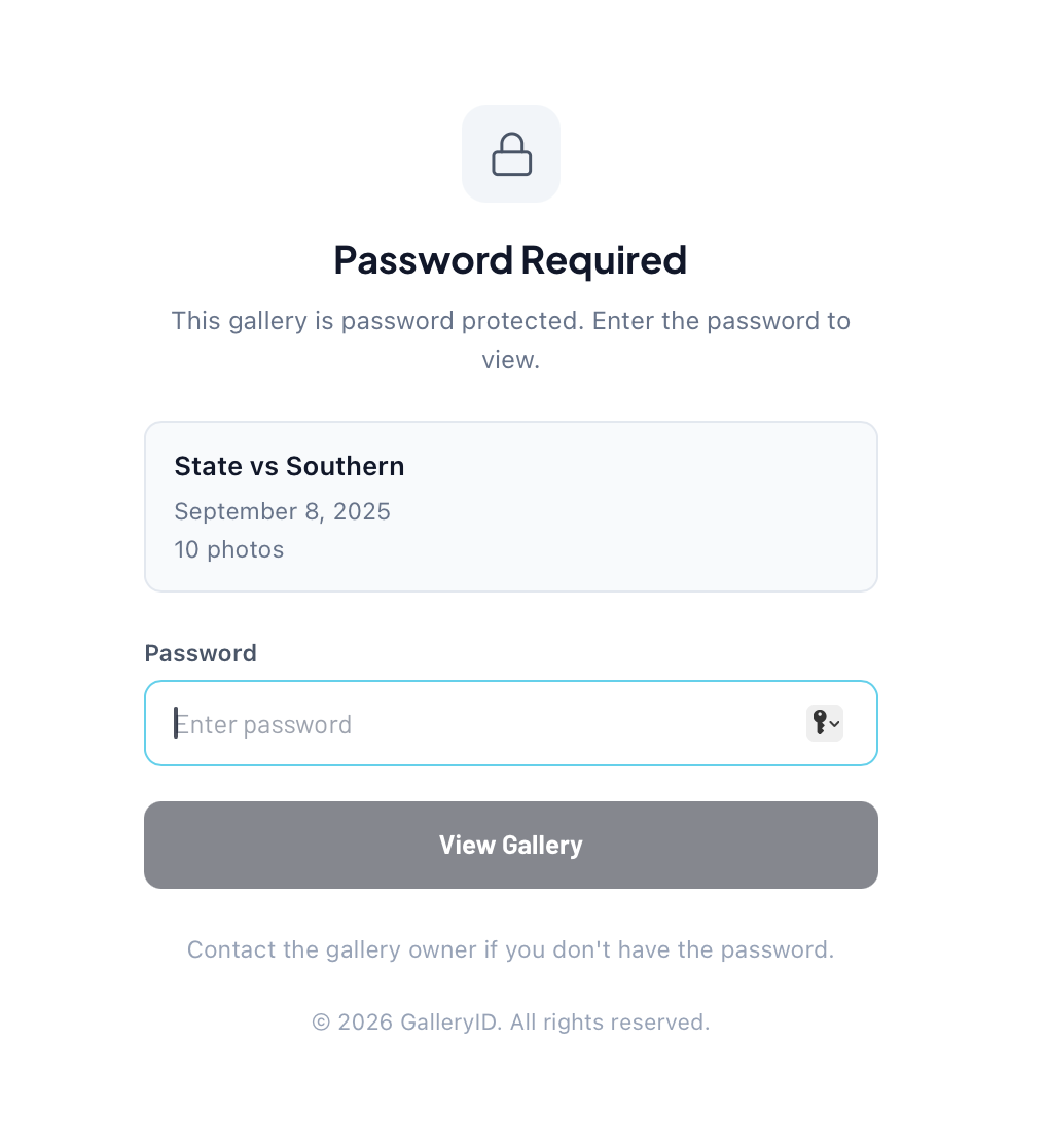 A password link before the password is entered