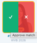 Hover a pending card to approve or reject it