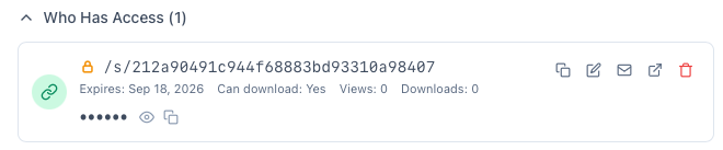 Who has access on a gallery, with the actions on each entry